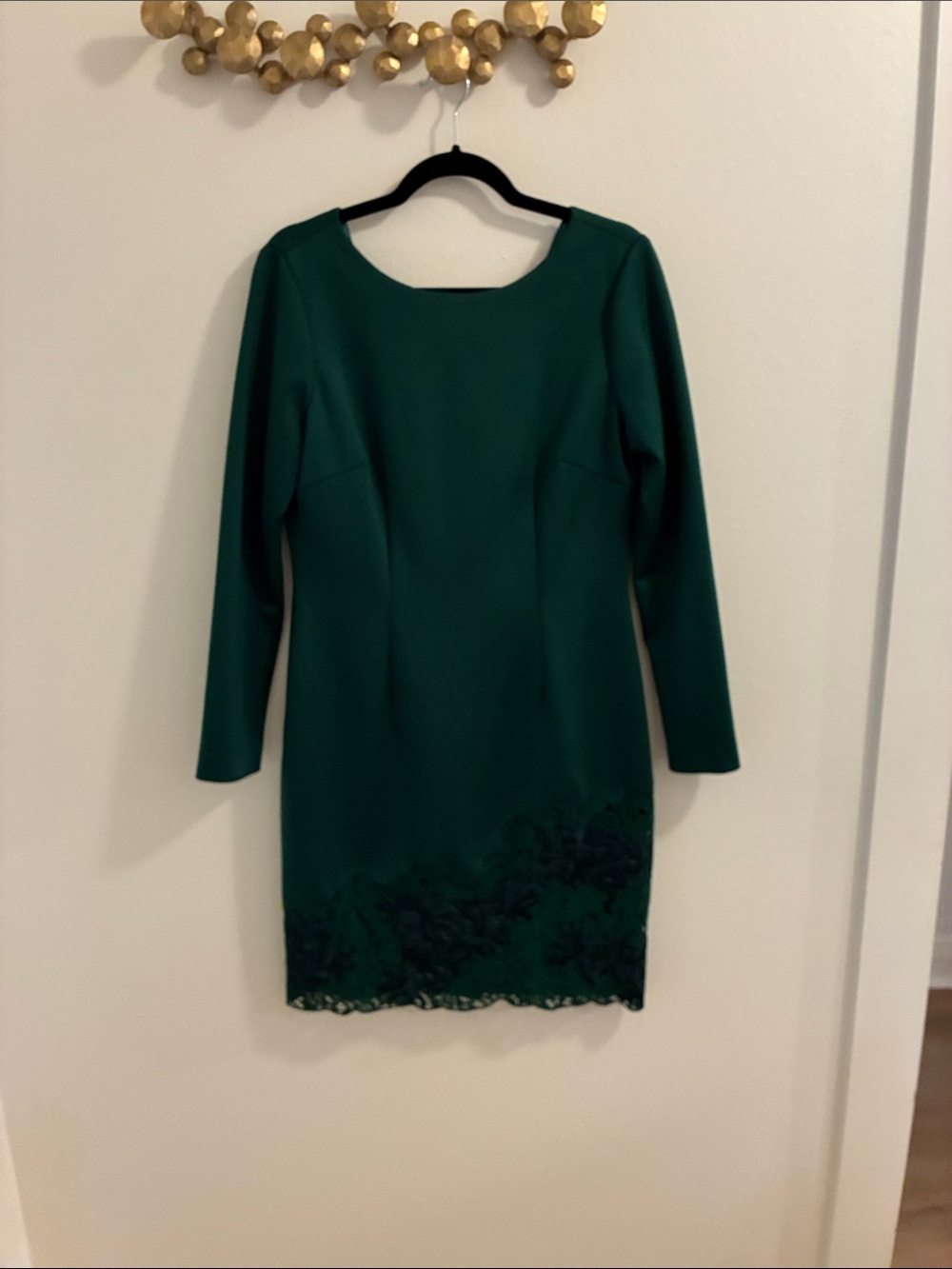 ANTONIO MELANI Dark Green Long-Sleeve Sheath Dress